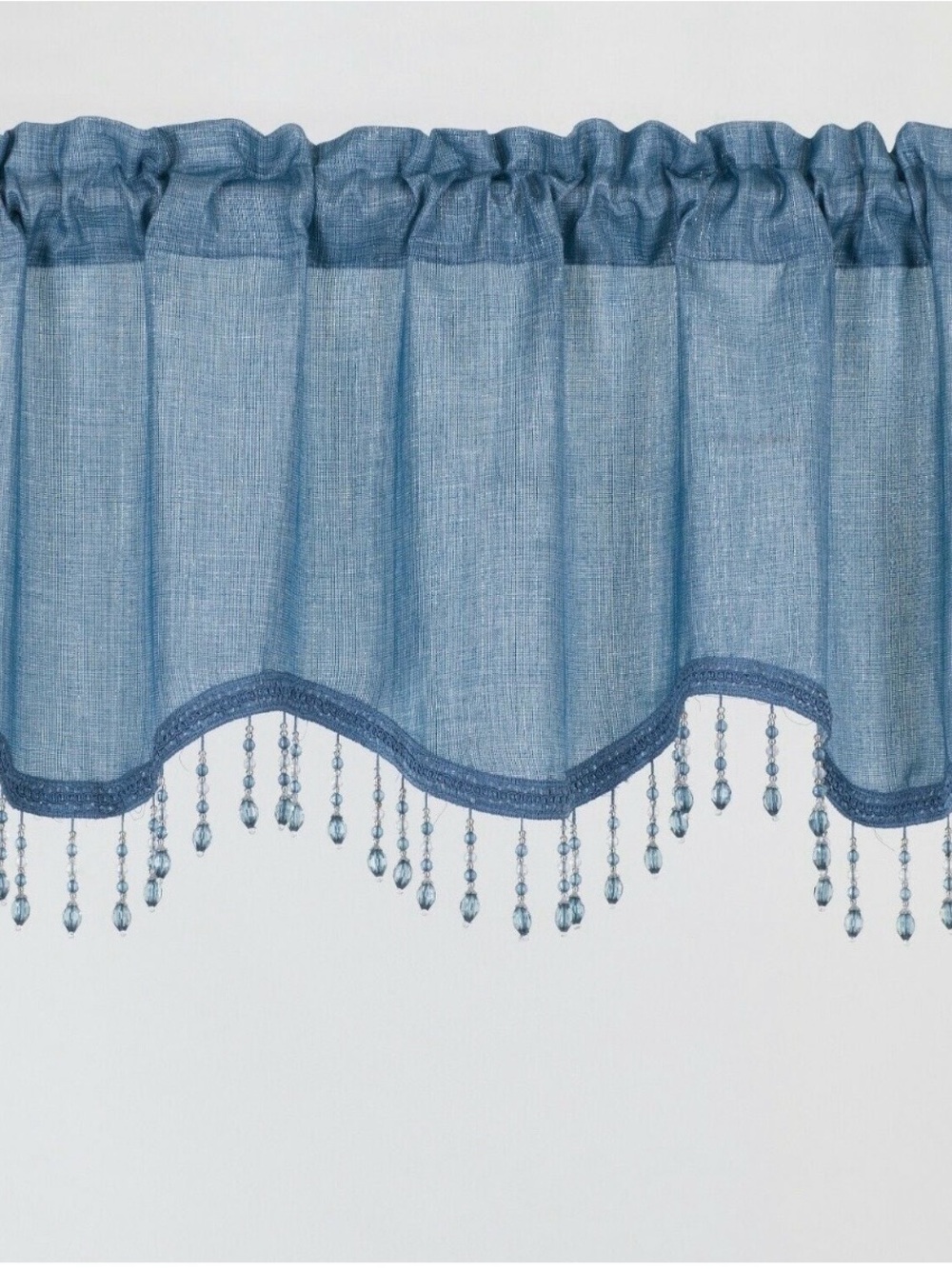 Blue Beaded Scalloped Valance - Home Accents